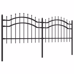 vidaXL Recinzione da giardino con punta a lancia nera 239x75 cm in acciaio verniciato a polvere - Vista aggiuntiva 3