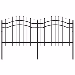 vidaXL Recinzione da giardino con punta a lancia nera 239x100 cm in acciaio verniciato a polvere - Vista aggiuntiva 2