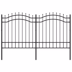 vidaXL Recinzione da giardino con punta a lancia nera 239x125 cm in acciaio verniciato a polvere - Vista aggiuntiva 2