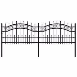 vidaXL Recinzione da giardino con punta a lancia nera 240x75 cm in acciaio verniciato a polvere - Vista aggiuntiva 2