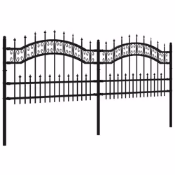 vidaXL Recinzione da giardino con punta a lancia nera 240x75 cm in acciaio verniciato a polvere - Vista aggiuntiva 3