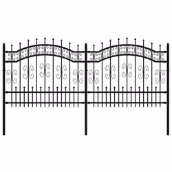 vidaXL Recinzione da giardino con punta a lancia nera 240x100 cm in acciaio verniciato a polvere - Vista aggiuntiva 2