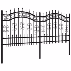 vidaXL Recinzione da giardino con punta a lancia nera 240x100 cm in acciaio verniciato a polvere - Vista aggiuntiva 3