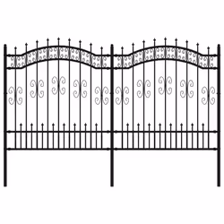 vidaXL Recinzione da giardino con punta a lancia nera 240x125 cm in acciaio verniciato a polvere - Vista aggiuntiva 2