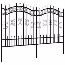 vidaXL Recinzione da giardino con punta a lancia nera 240x125 cm in acciaio verniciato a polvere - Vista aggiuntiva 3