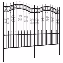 vidaXL Recinzione da giardino con punta a lancia nera 240x150 cm in acciaio verniciato a polvere - Vista aggiuntiva 3