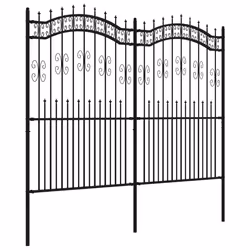 vidaXL Recinzione da giardino con punta a lancia nera 240x175 cm in acciaio verniciato a polvere - Vista aggiuntiva 3