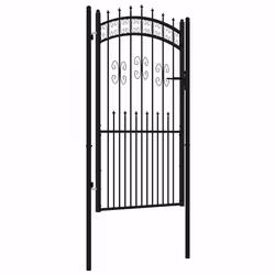 vidaXL Cancello per recinzione con punta a lancia nero 103x175 cm in acciaio verniciato a polvere - Vista aggiuntiva 2