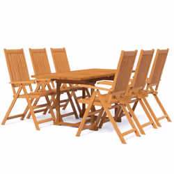 vidaXL Set Mobili da Pranzo per Giardino 7 pz Legno Massello di Acacia - Vista aggiuntiva 2
