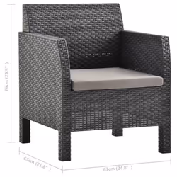 VidaXL 3079666 sedia da esterno Terrazzo Seduta imbottita Polipropilene (PP), Malacca Antracite - Vista aggiuntiva 7