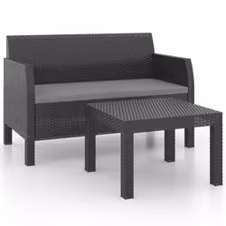 vidaXL Set Divani da Giardino 2 pz con Cuscini in Rattan PP Antracite - Vista aggiuntiva 2