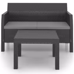 vidaXL Set Divani da Giardino 2 pz con Cuscini in Rattan PP Antracite - Vista aggiuntiva 3