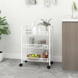 Carrello da Cucina con 3 Ripiani Bianco 46x26x64 cm in Ferro Vidaxl 9650