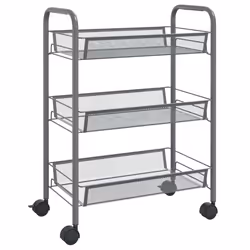 vidaXL Carrello da Cucina con 3 Ripiani Grigio 46x26x64 cm in Ferro - Vista aggiuntiva 2