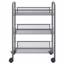 vidaXL Carrello da Cucina con 3 Ripiani Grigio 46x26x64 cm in Ferro - Vista aggiuntiva 3