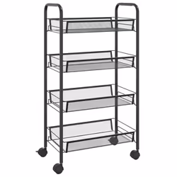 Carrello da Cucina con 4 Ripiani Nero 46x26x64 cm in Ferrocod mxl 80682
