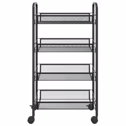 Carrello da Cucina con 4 Ripiani Nero 46x26x64 cm in Ferrocod mxl 80682