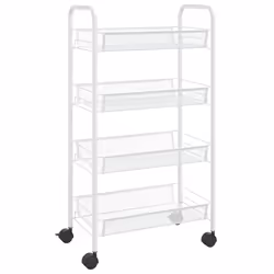 vidaXL Carrello da Cucina con 4 Ripiani Bianco 46x26x64 cm in Ferro - Vista aggiuntiva 2