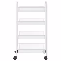 vidaXL Carrello da Cucina con 4 Ripiani Bianco 46x26x64 cm in Ferro - Vista aggiuntiva 3