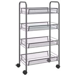 vidaXL Carrello da Cucina con 4 Ripiani Grigio 46x26x64 cm in Ferro - Vista aggiuntiva 2