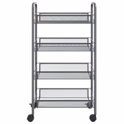 vidaXL Carrello da Cucina con 4 Ripiani Grigio 46x26x64 cm in Ferro - Vista aggiuntiva 3