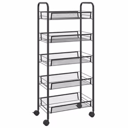vidaXL Carrello da Cucina con 5 Ripiani Nero 46x26x105 cm in Ferro - Vista aggiuntiva 2
