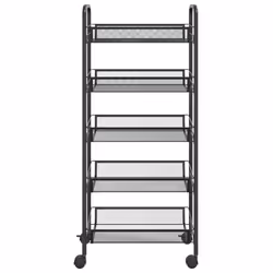 vidaXL Carrello da Cucina con 5 Ripiani Nero 46x26x105 cm in Ferro - Vista aggiuntiva 3