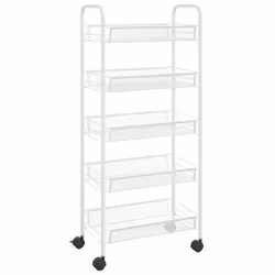 vidaXL Carrello da Cucina con 5 Ripiani Bianco 46x26x105 cm in Ferro - Vista aggiuntiva 2