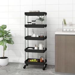 Carrello da Cucina 5 Ripiani Nero 42x29x128 cm Ferro e abs Vidaxl 7802
