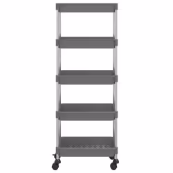 vidaXL Carrello da Cucina 5 Ripiani Grigio 42x29x128 cm Ferro e ABS - Vista aggiuntiva 3