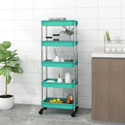 Carrello da Cucina 5 Ripiani Turchese 42x29x128 cm Ferro e abs Vidaxl 5235