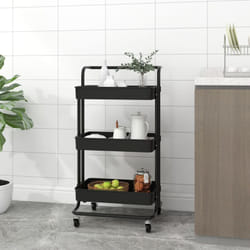 Carrello da Cucina 3 Ripiani Nero 42x35x85 cm Ferro e abs Vidaxl 9566
