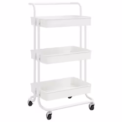 vidaXL Carrello da Cucina 3 Ripiani Bianco 42x35x85 cm Ferro e ABS - Vista aggiuntiva 2