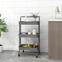 Carrello da Cucina 3 Ripiani Nero 42x25x83,5 cm struttura in ferro vari colori colore : Grigio
