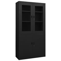 VidaXL 335948 schedario e accessori Acciaio, Vetro temperato Nero