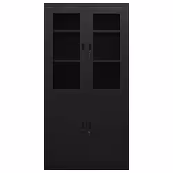 VidaXL 335948 schedario e accessori Acciaio, Vetro temperato Nero - Vista aggiuntiva 2