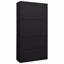 VidaXL 335948 schedario e accessori Acciaio, Vetro temperato Nero - Vista aggiuntiva 4