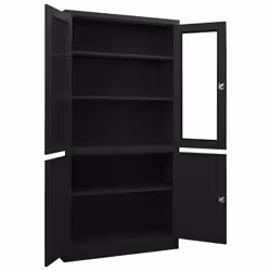 VidaXL 335948 schedario e accessori Acciaio, Vetro temperato Nero - Vista aggiuntiva 5