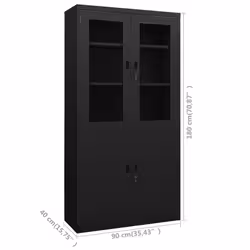 VidaXL 335948 schedario e accessori Acciaio, Vetro temperato Nero - Vista aggiuntiva 8