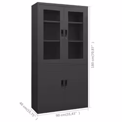 VidaXL 335949 schedario e accessori Acciaio, Vetro temperato Antracite - Vista aggiuntiva 8