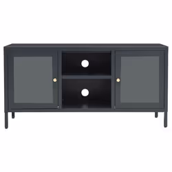 vidaXL Mobile TV Antracite 105x35x52 cm in Acciaio e Vetro - Vista aggiuntiva 3
