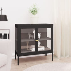 Credenza Nera 70x35x70 cm in Acciaio e Vetro vidaXL