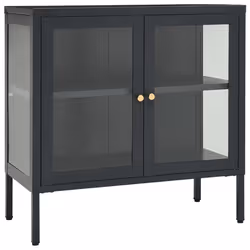vidaXL Credenza Antracite 70x35x70 cm in Acciaio e Vetro - Vista aggiuntiva 2