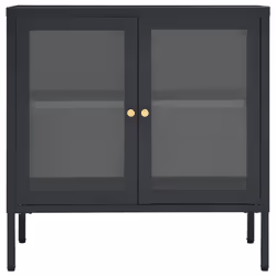 vidaXL Credenza Antracite 70x35x70 cm in Acciaio e Vetro - Vista aggiuntiva 3