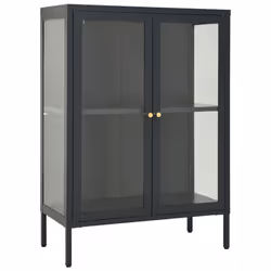 vidaXL Credenza Antracite 75x35x105 cm in Acciaio e Vetro - Vista aggiuntiva 2