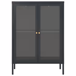 vidaXL Credenza Antracite 75x35x105 cm in Acciaio e Vetro - Vista aggiuntiva 3