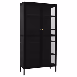 vidaXL Vetrina Nera 90x40x180 cm in Acciaio e Vetro Temperato - Vista aggiuntiva 2