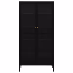 vidaXL Vetrina Nera 90x40x180 cm in Acciaio e Vetro Temperato - Vista aggiuntiva 3