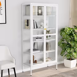 Vetrina Bianca 90x40x180 cm in Acciaio e Vetro Temperatocod mxl 79896