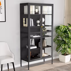 Vetrina Antracite 90x40x180 cm in Acciaio e Vetro Temperatocod mxl 97449